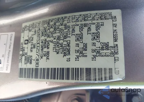 2003 Nissan Xterra Se S/C из США, поврежденный, VIN 5N1MD28T53C657388